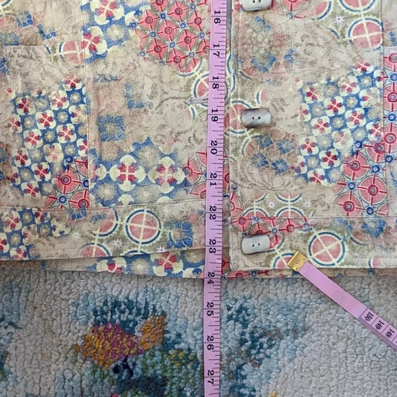 Christopher & Banks Stretch Cotton Multi Pattern Button Up Jacket Size L - Picture 13 of 13